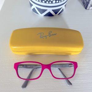 Ray-Ban RB1527 3575 Kids Eyeglasses Frames Grey Pink Rectangular W/ Case
